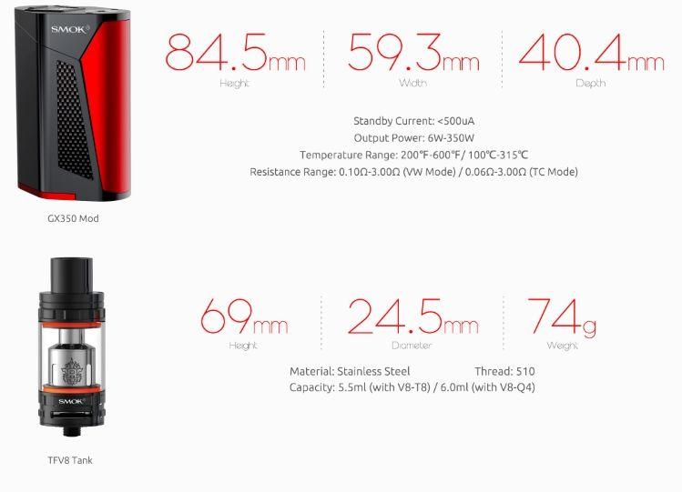 Specification of the Smok GX 350 Quad
