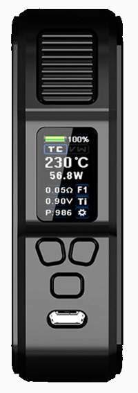 Screen and buttons on the Towis Aurora Squonk Mod