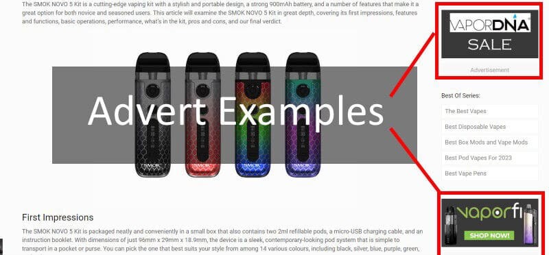 Adverts On SmokeTastic