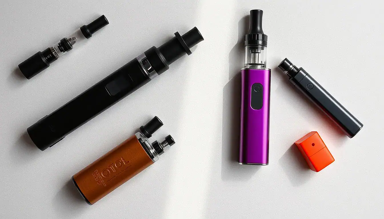 Overhead flat lay — Mouth-to-Lung (MTL) Vaping