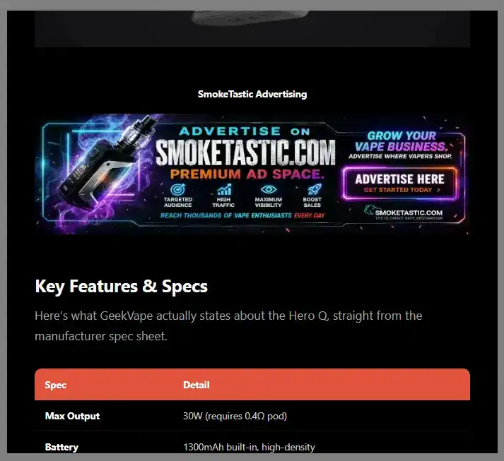 Example banner placement inside a Smoketastic review