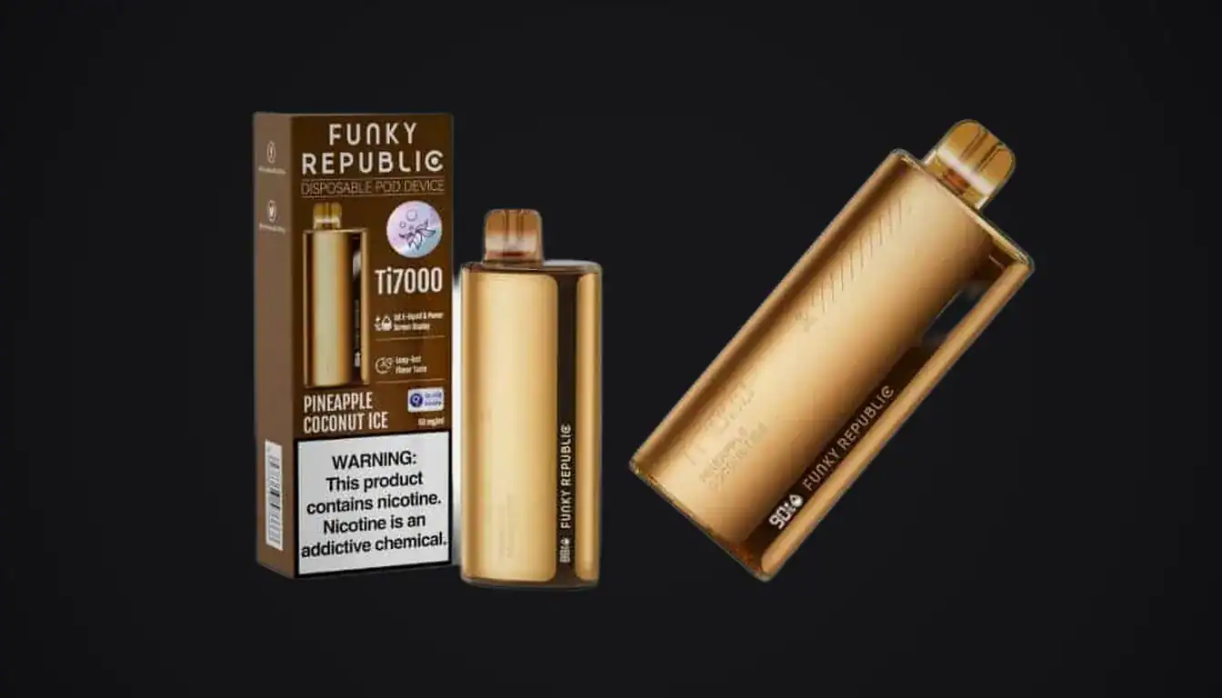 Packaging of the Funky Republic Ti7000 vape kit