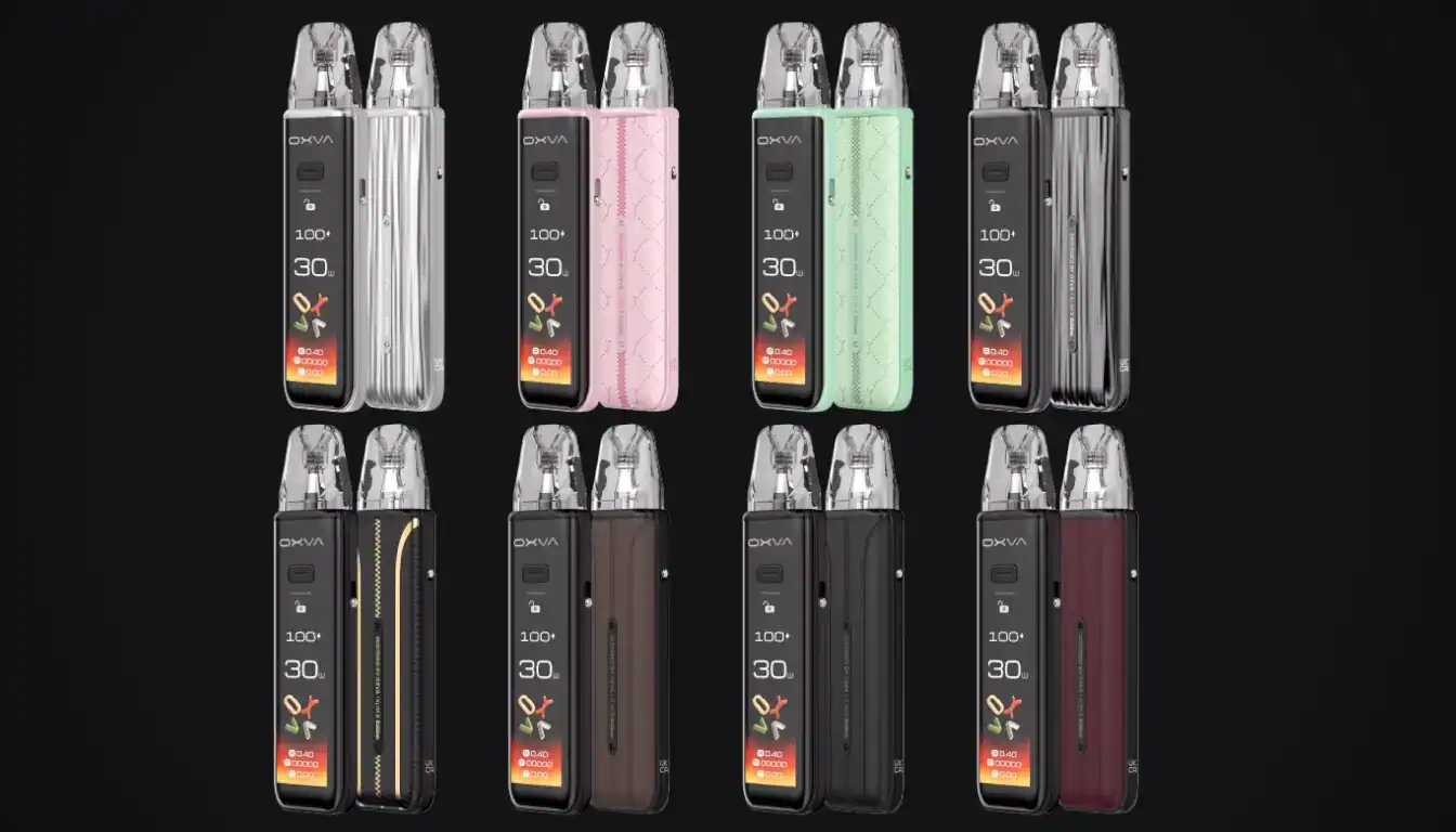 OXVA XLIM 3 Ultra vape in eight color variants displayed against black background