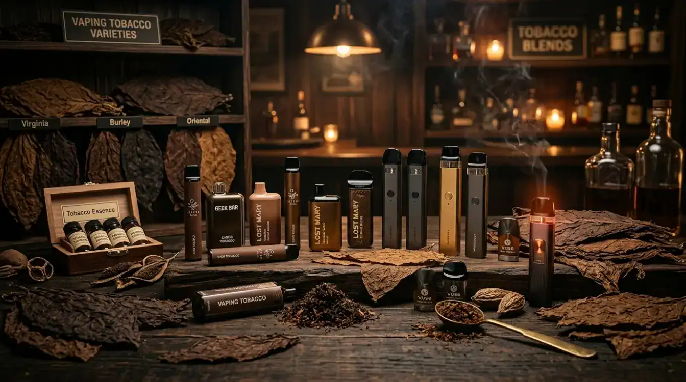 Different vape flavors related to tobacco variants