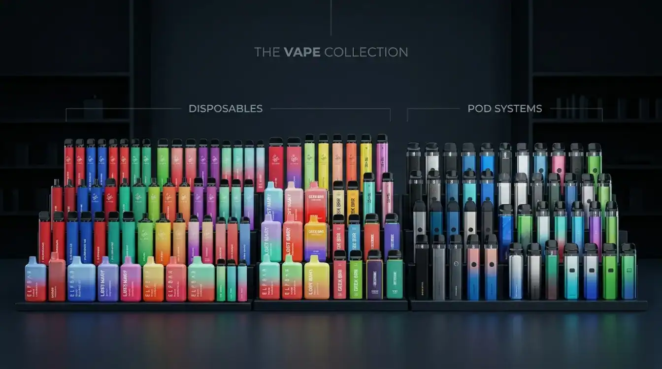 Huge selection of different flavored vapes from many suppliers