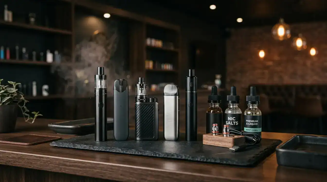 Selection of vapes and e-liquids