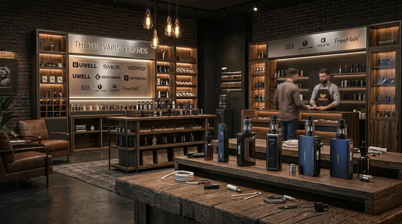 Vape shop showing the most popular vape brands