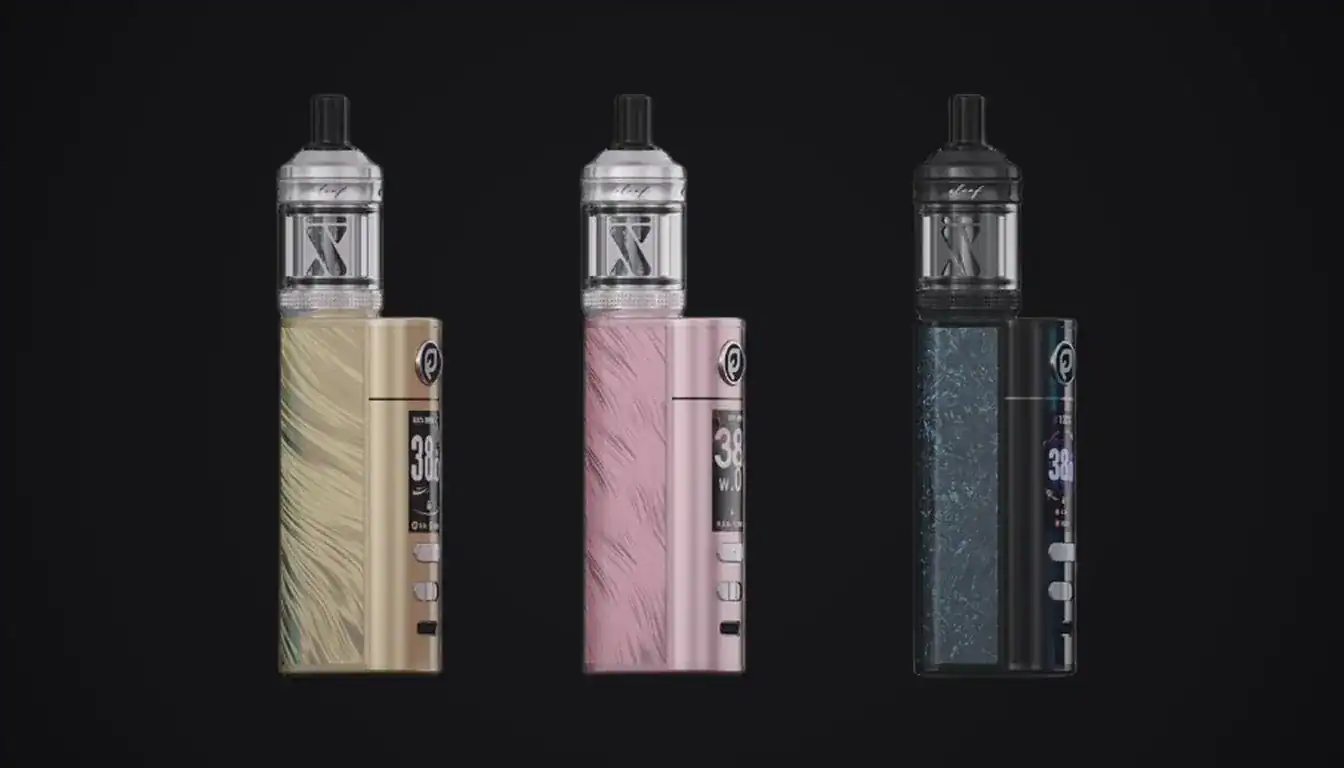 Eleaf iStick X40 vape mod displayed in three color variants: champagne gold, pink, and black with blue accents