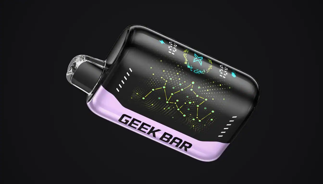 Geek Bar Pulse X vape device with black body and purple accents displayed against dark background