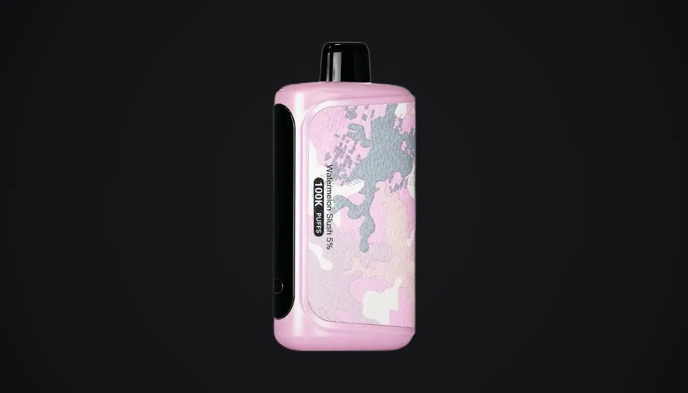 Horizontech 100K vape device in pink with world map design on black background