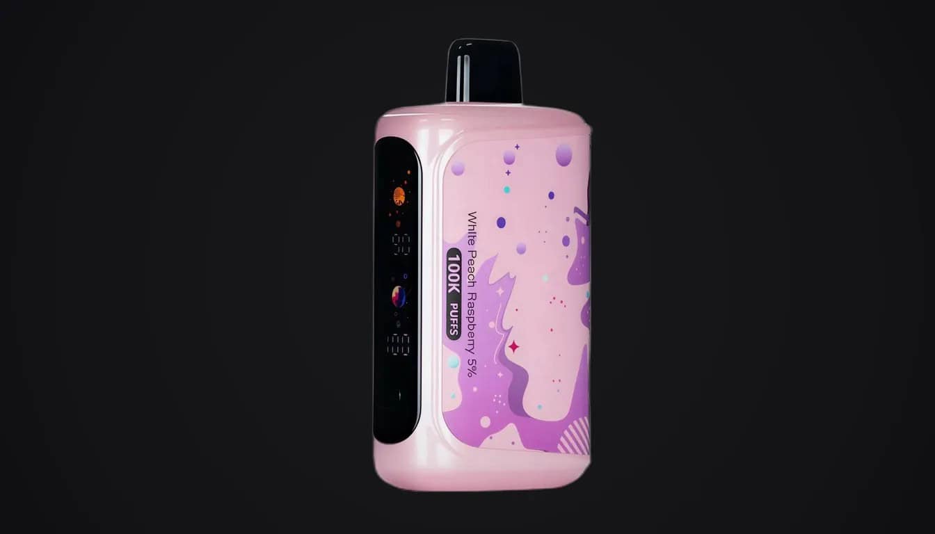 Horizontech 100K vape device in pink with purple gradient design on black background