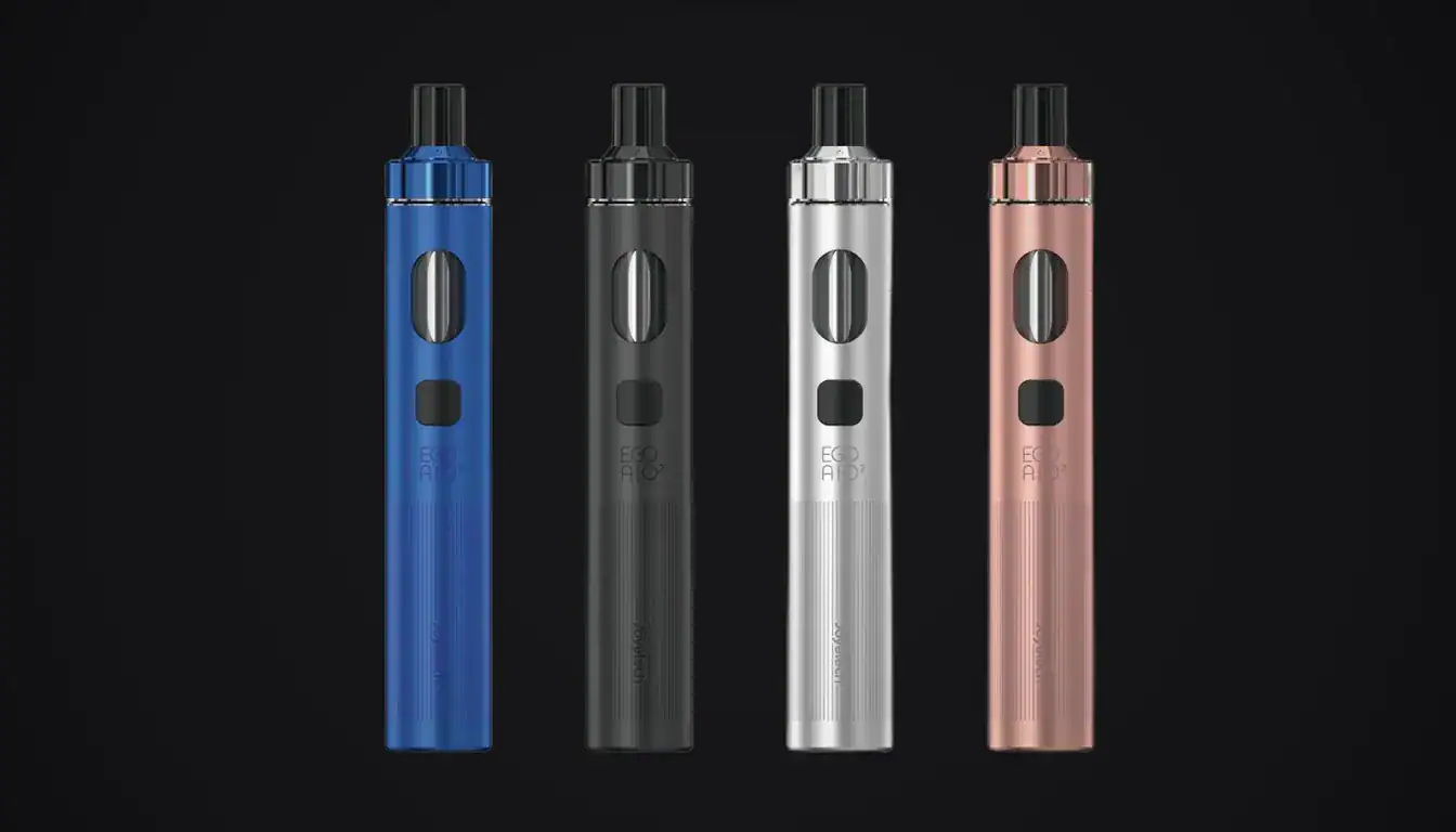 Joyetech eGo AIO 2 vape pen in four color options displayed against black background