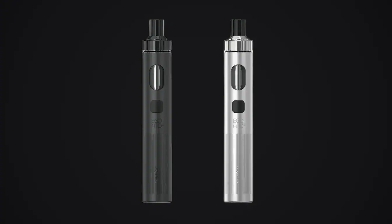 Joyetech eGo AIO 2 vape pens displayed in black and silver colorways side by side
