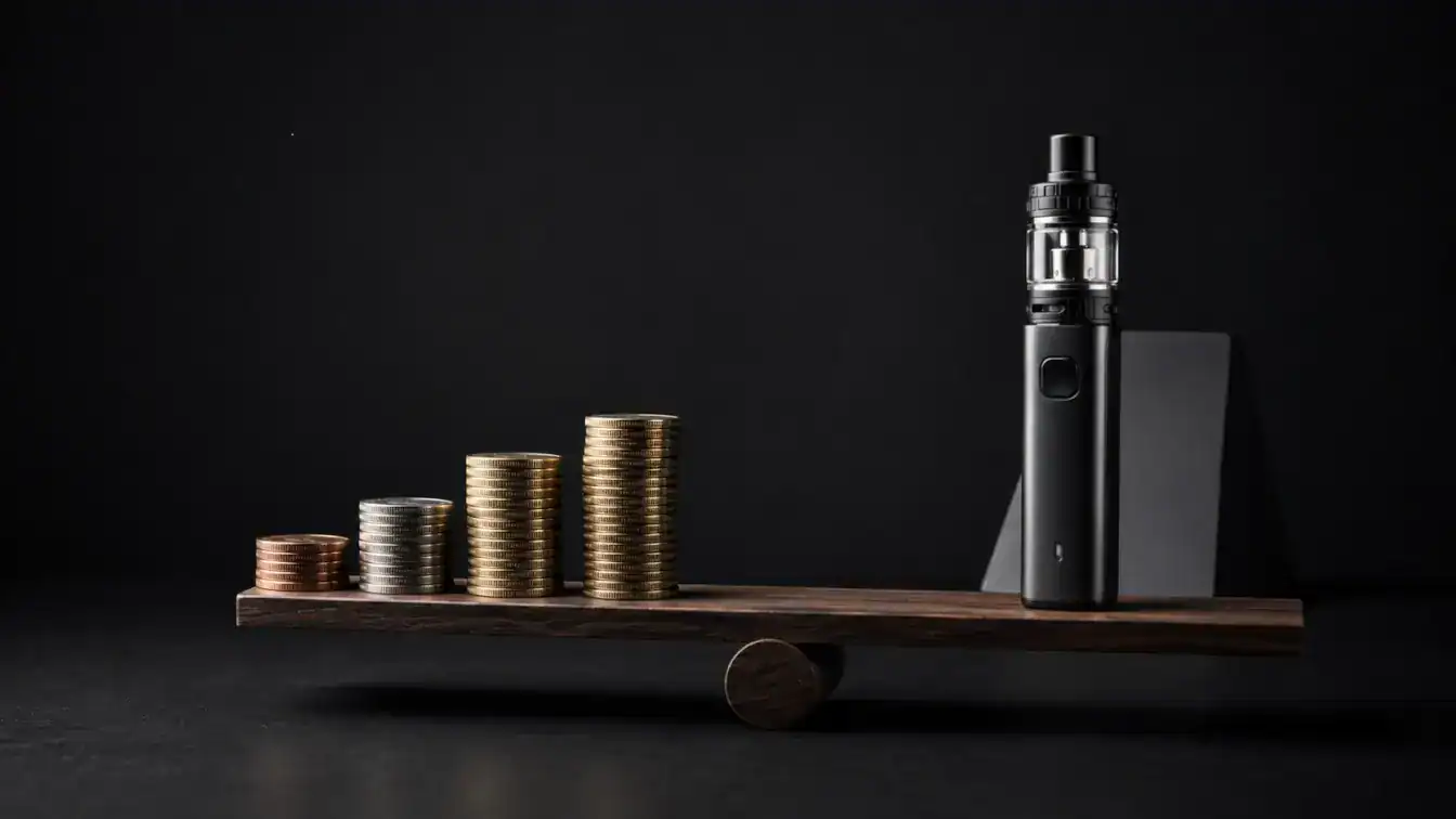 Money and vapes on a scale
