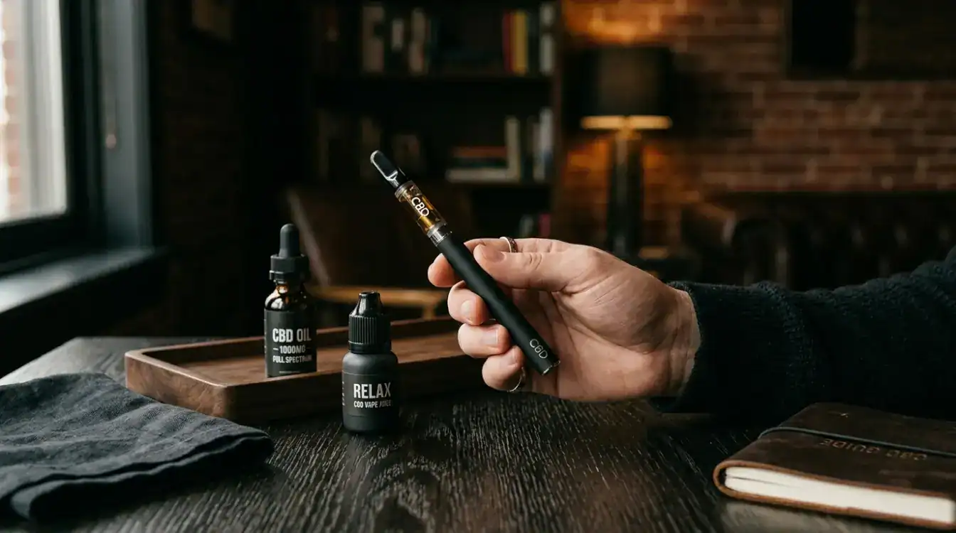 A typical CBD Vape pen with its juice