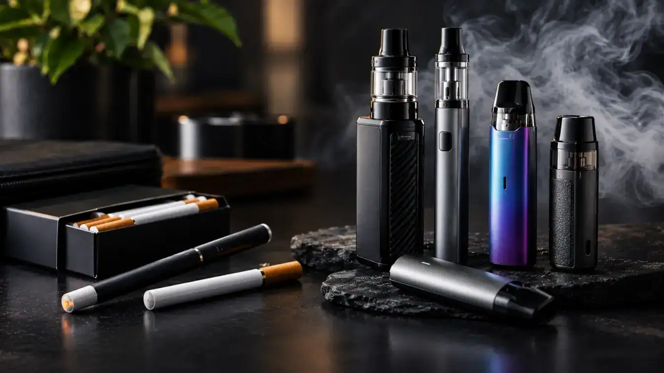 Vape device and e-cigarette on a counter top
