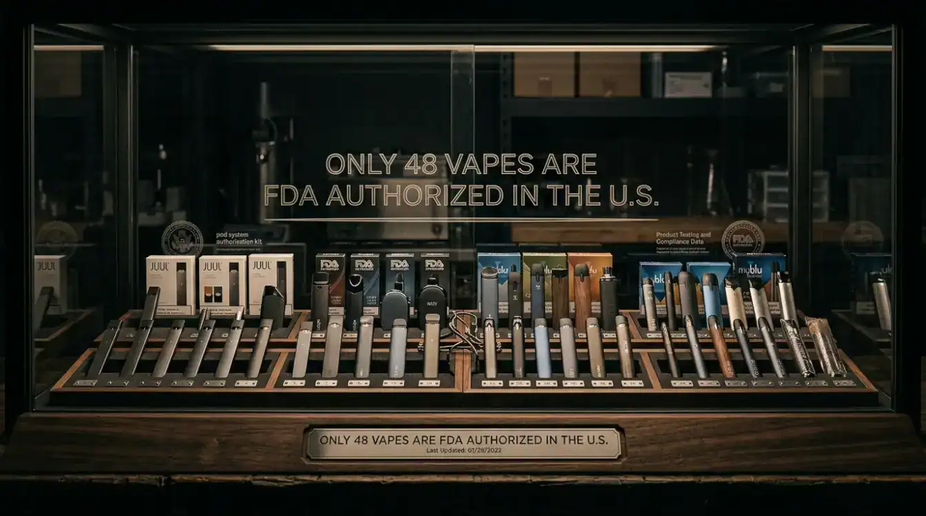 Vape display in a vape shop of authorized vapes