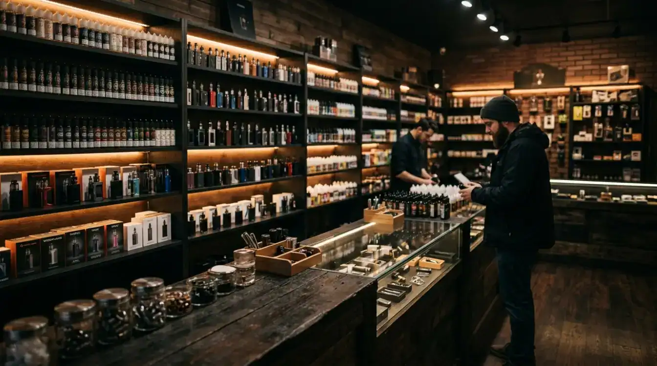 Typical vape shop with many vape brands