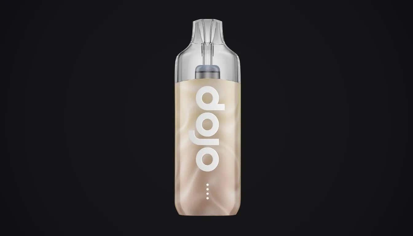Dojo Blast 10K Fresh vape device with cream-colored body and white logo text on black background