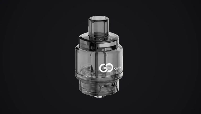 Innokin GoMax Tank vape atomizer displayed against black background with chrome drip tip