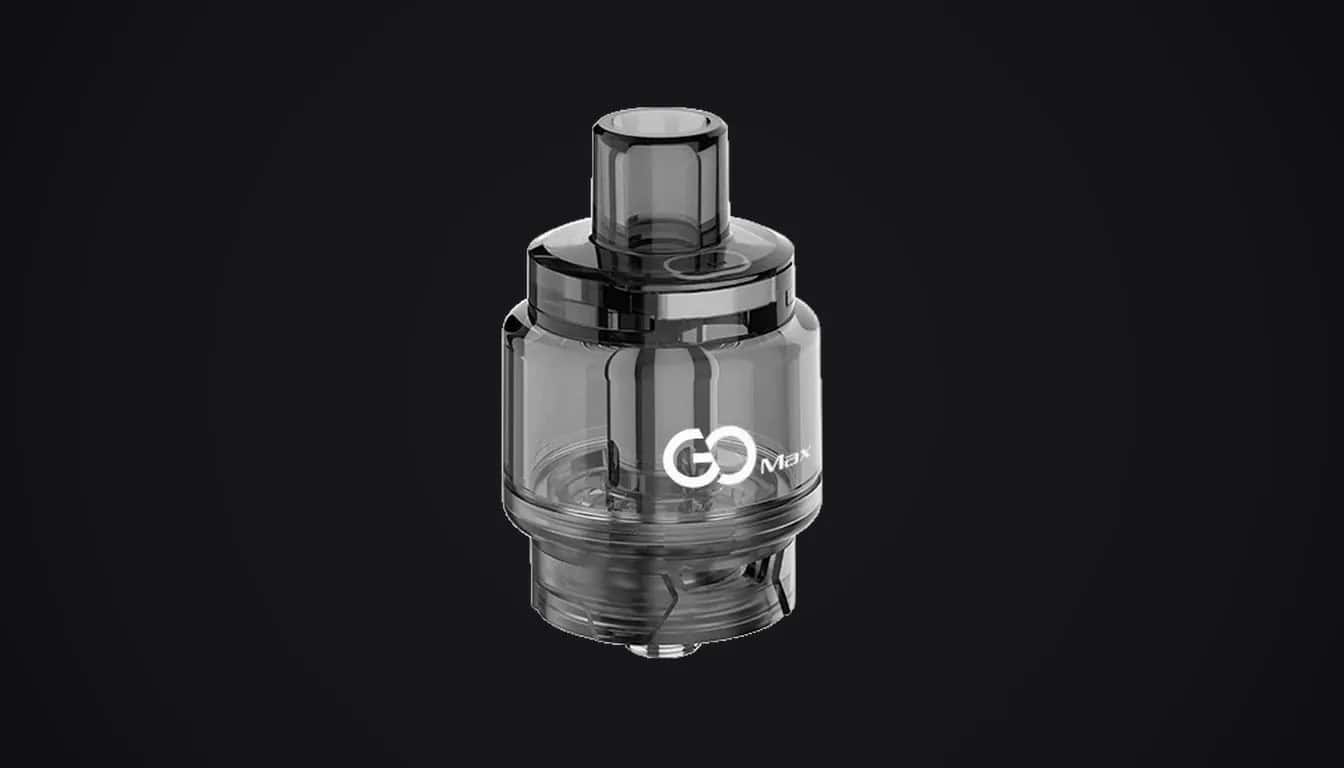 Innokin GoMax Tank vape atomizer displayed against black background with chrome drip tip